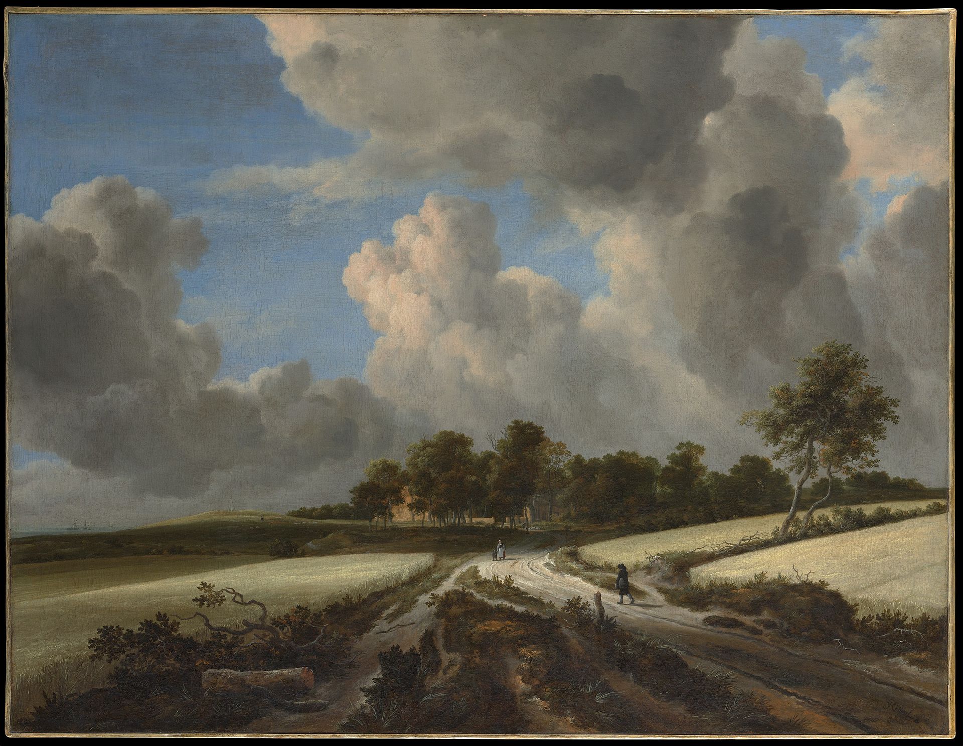 Imagem de referência de Campos de trigo, descrito nos dados abertos como pintura de Jacob van Ruisdael