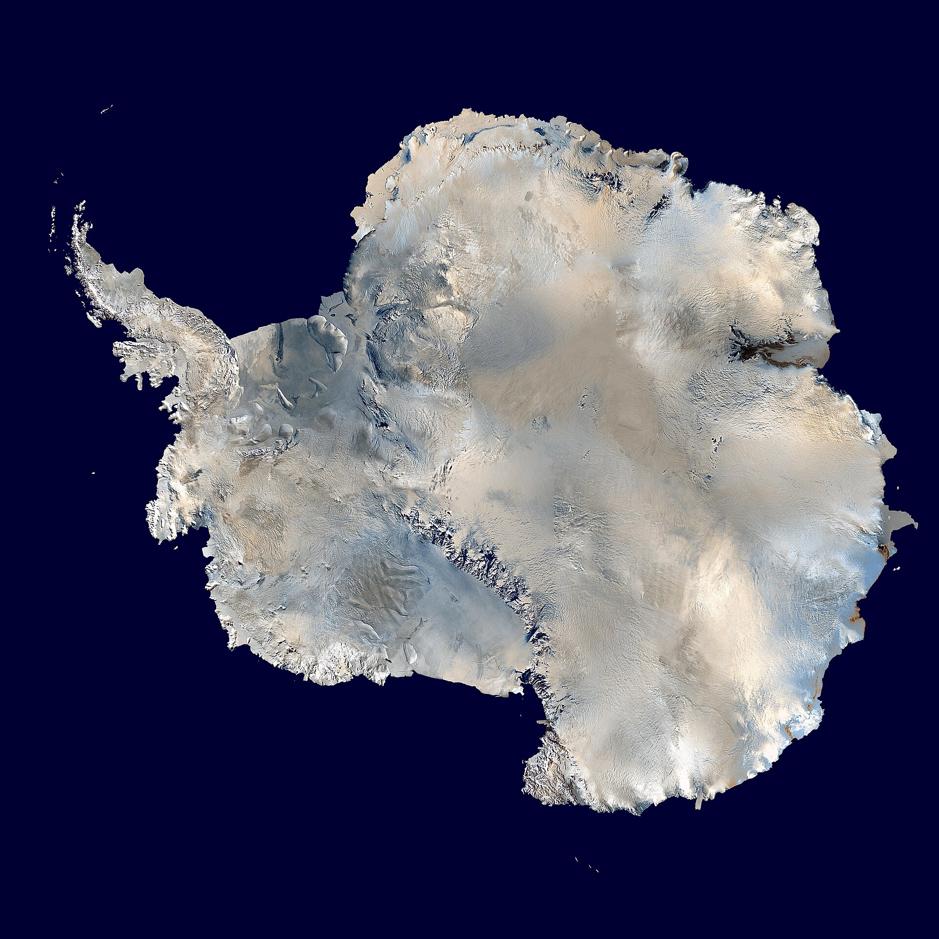 Imagem de referência de Antártida, descrito nos dados abertos como continente polar no hemisfério sul da Terra
