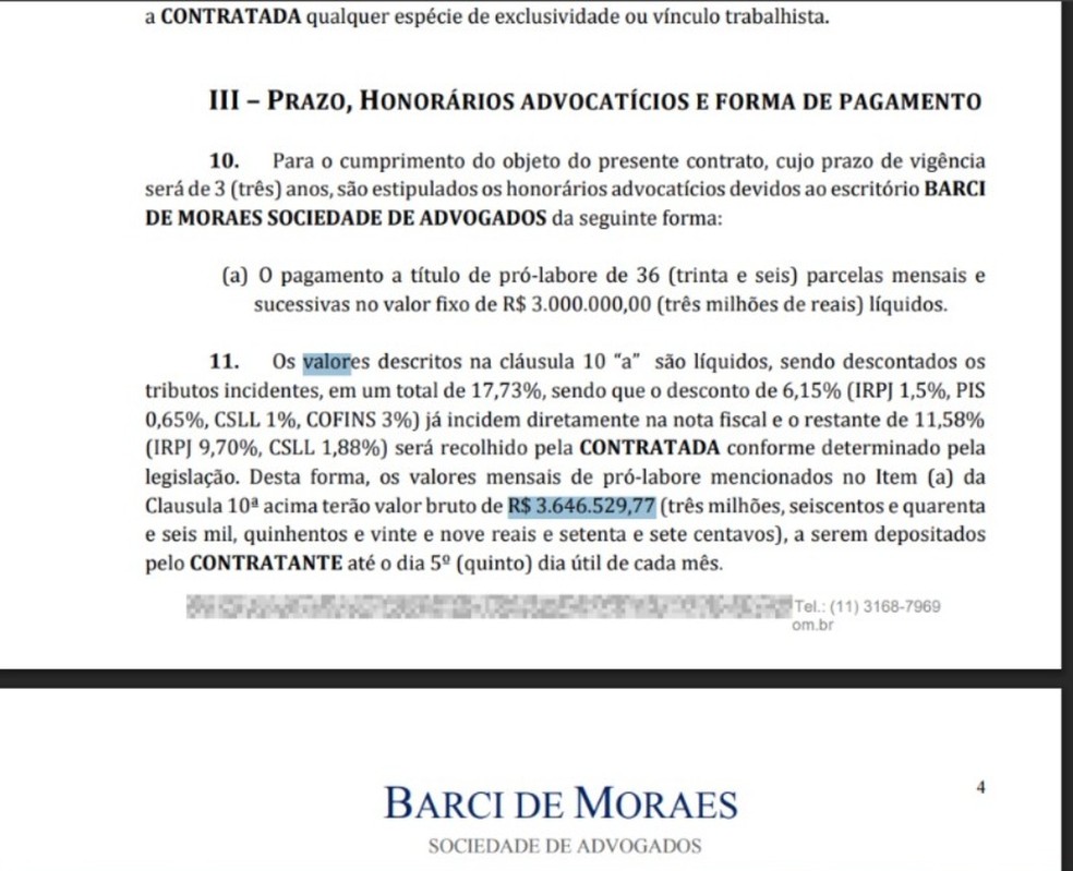 Íntegra do contrato entre Barci de Moraes e Vorcaro mostra um campo vasto de conflito de interesses