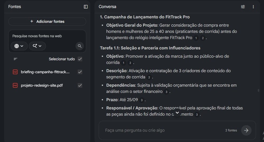 Gemini Notebook transforma documentos em plano de ação — Foto: Diedrich Bader/TechTudo
