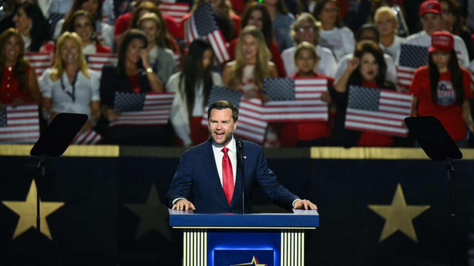 Vice-presidente de Estados Unidos, JD Vance, chamou os democratas de "partido do ódio", durante convenção do Partido Republicano em Dallas. (10/09/2026)