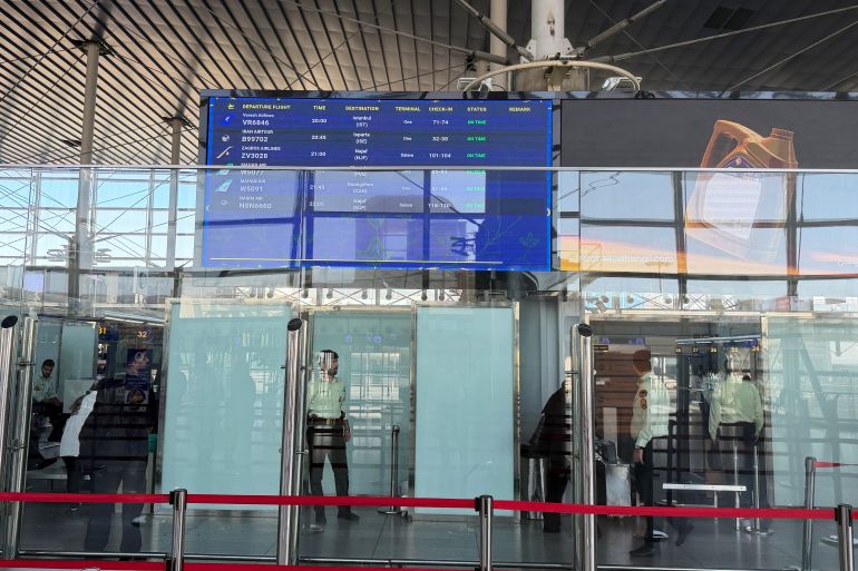 A flight information board is seen at Tehran's Imam Khomeini International Airport, Iran, Wednesday, Sept. 23, 2026. (AP Photo/Vahid Salemi)