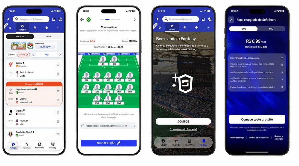 Dados detalhados de partidas, jogadores e desempenho dos times são alguns dos destaques do Sofascore — Foto: Reprodução/Sofascore