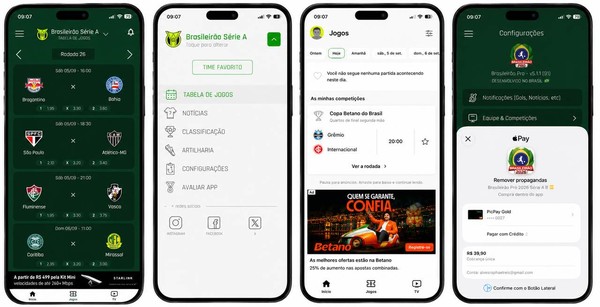 Brasileirão 2026: 8 apps para acompanhar tabela, jogos e seu time