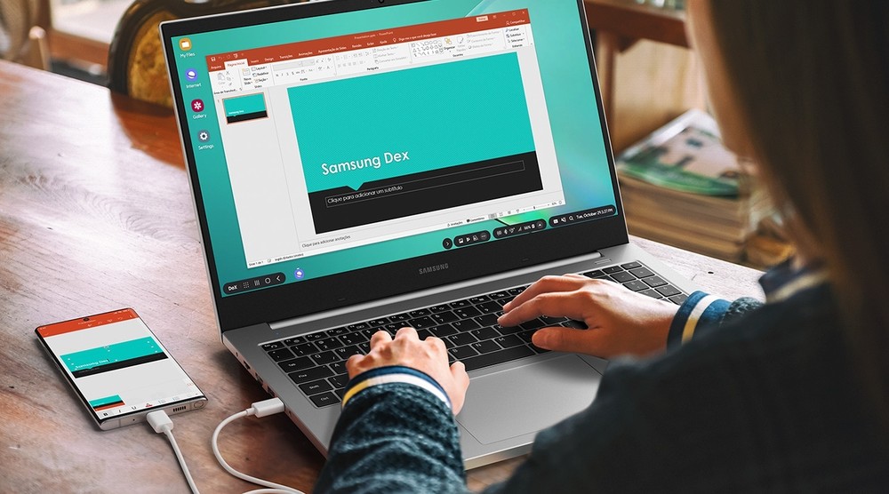 Samsung DeX transforma o Galaxy Z Fold 8 em uma estação de trabalho com interface de desktop — Foto: Divulgação/Samsung