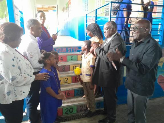 From left: Dr Michelle Pinnock, regional director in the Ministry of Education; Omar Sweeney, managing director of JSIF; Education State Minister Rhoda Moy Crawford; Hanover Western Member of Parliament Heatha Miller Bennett; Khani Simpson, chairman of Ken