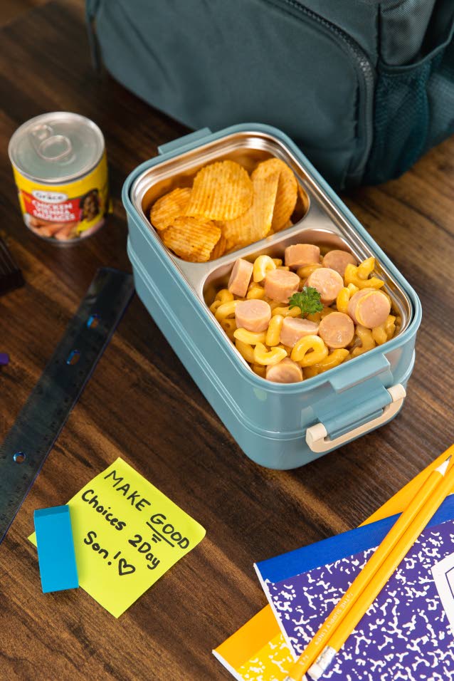 Grace Back-To-School Bites: Grace Vienna Sausage Mac & Cheese + Grace Corned Beef Pinwheel Sandwiches