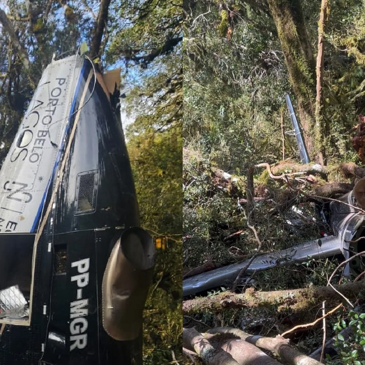 Motores do helicóptero que levava Rick são retirados; aeronave fica na mata