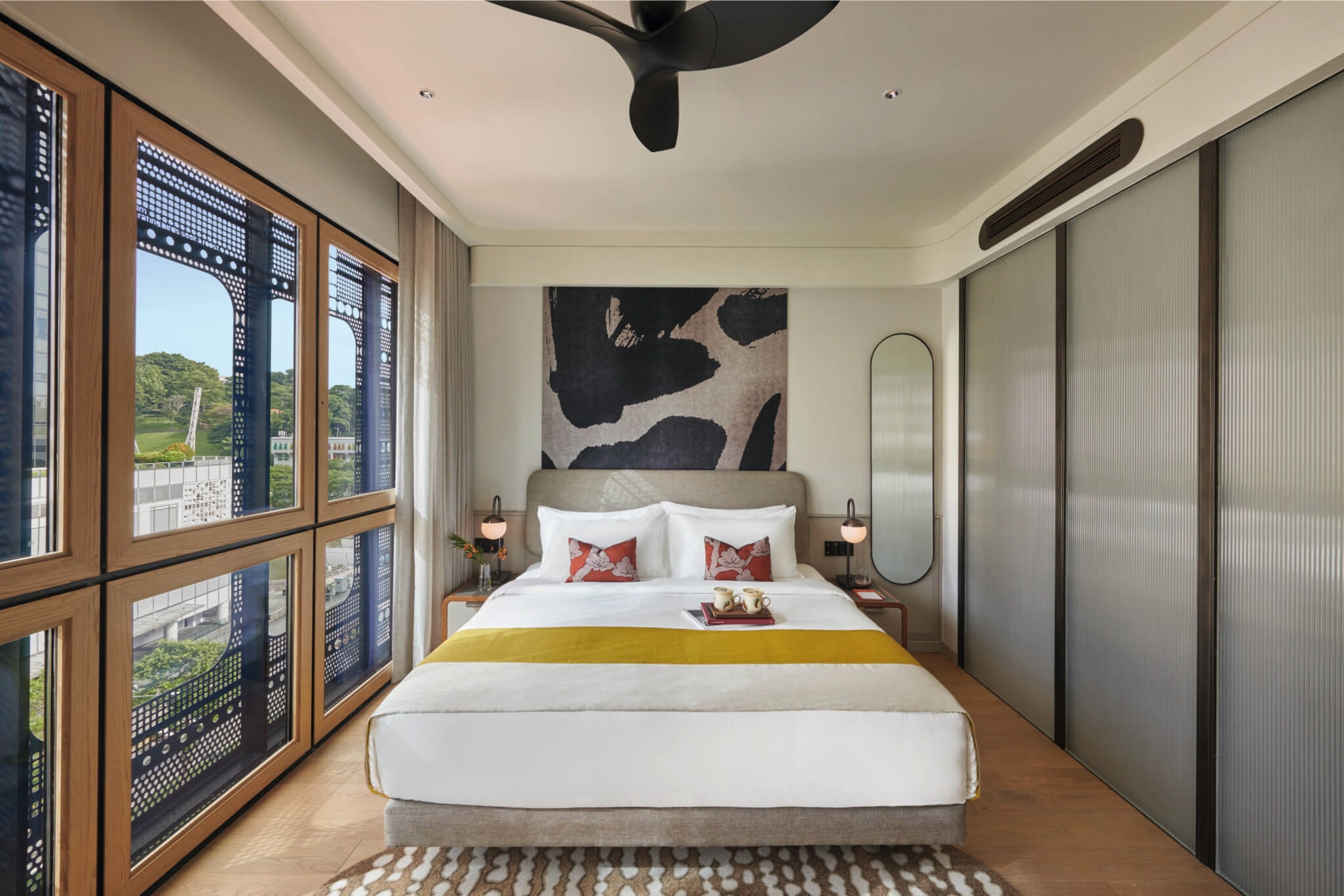 A boutique hotel room at 21 Carpenter in Singapore.