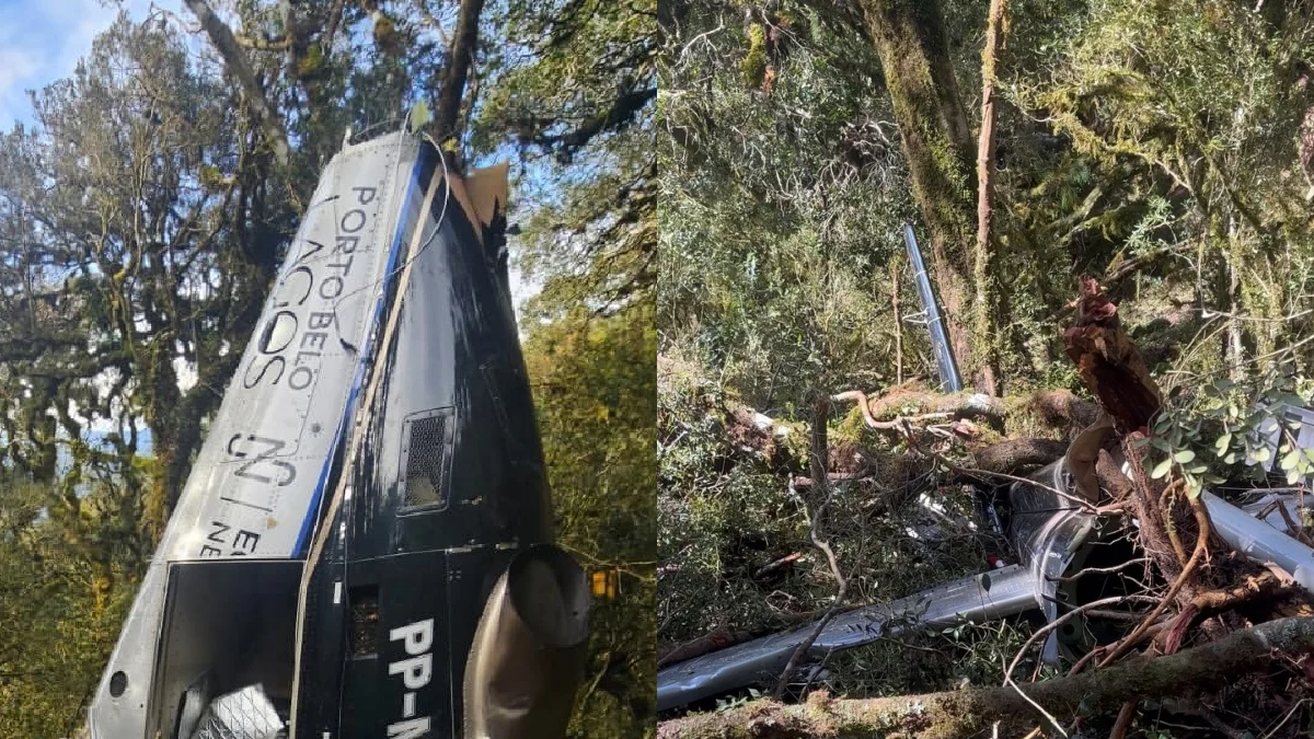 Motores do helicóptero que levava Rick são retirados; aeronave fica na mata