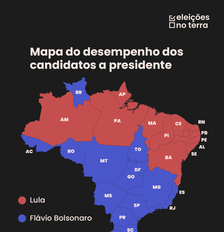 Mapa do desempenho dos candidatos a presidente nos Estados Foto: Arte/Terra