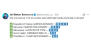 Carlos Bolsonaro exclui Jair Renan em "colinha" de votos em SC