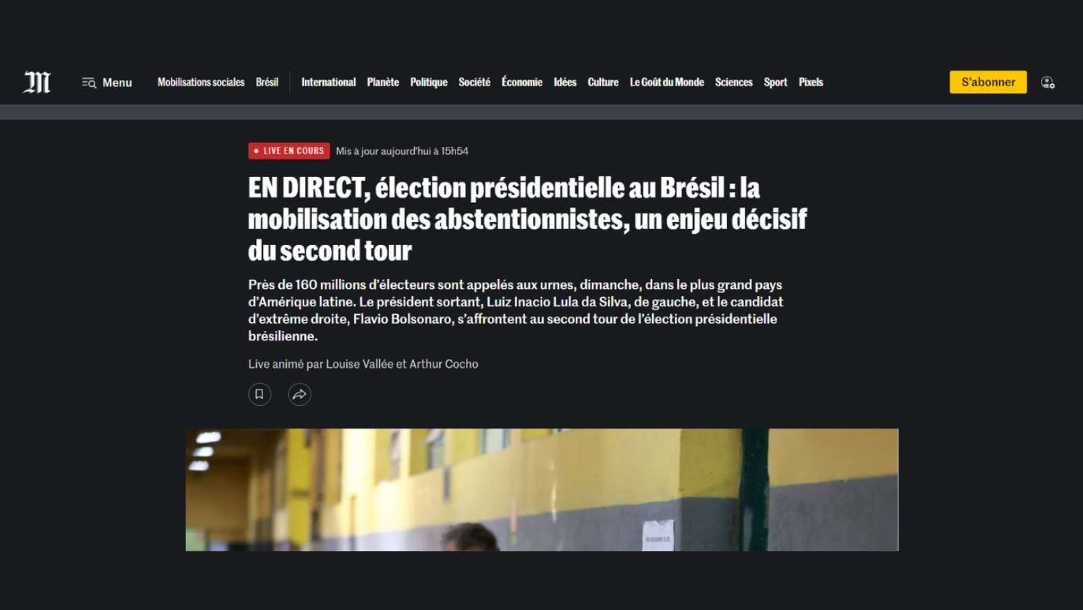 Le Monde: AO VIVO, Eleições presidenciais brasileiras: mobilização de abstenções, fator decisivo no segundo turno